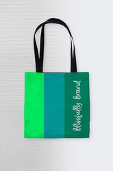 Umibe Color Block Wide Stripe Large Canvas Tote Bag - Green Monochromatic Turquoise Everyday Carry All Sturdy - Blissfully Brand
